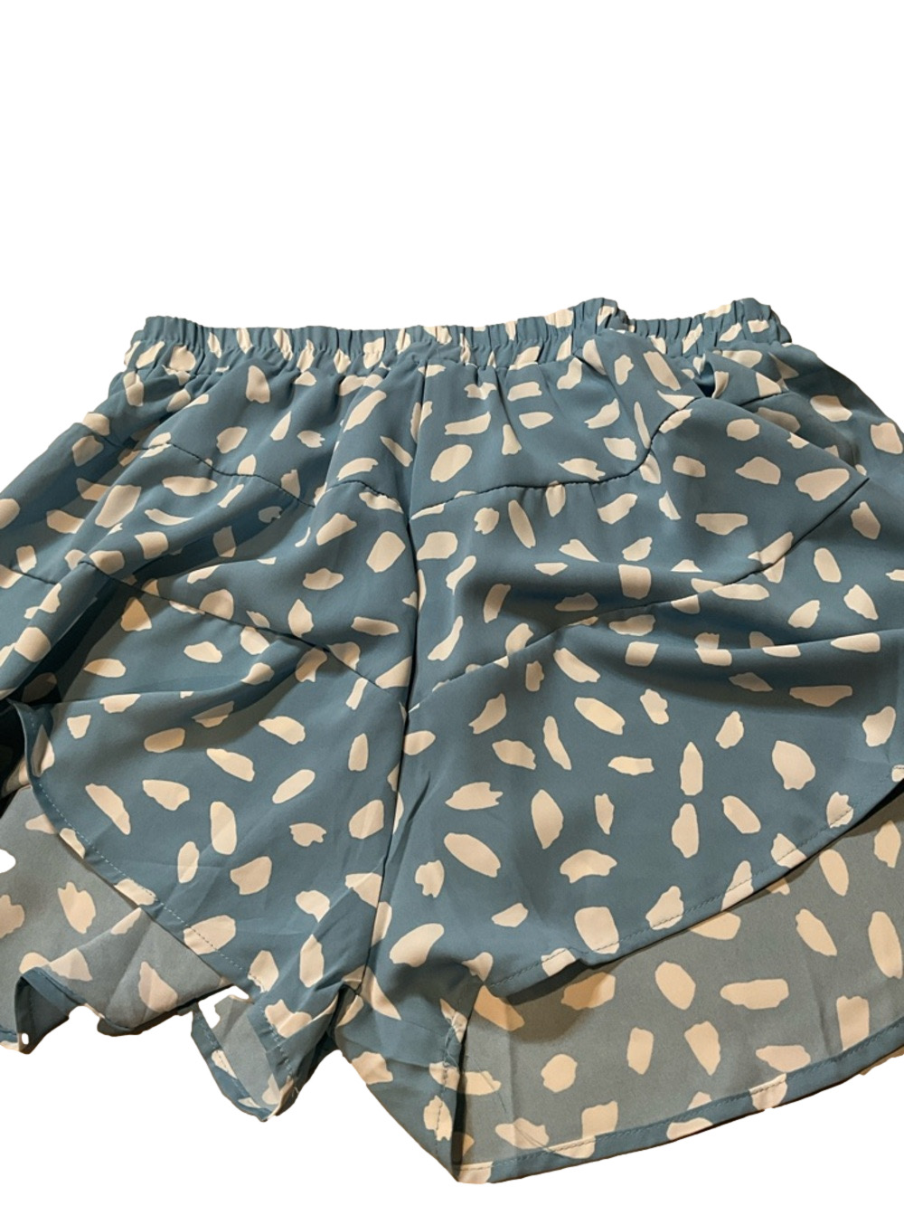 Umgee Lightweight Elastic Waist Blue and White Polka Dot Print Shorts Size 1XL - Picture 6 of 6
